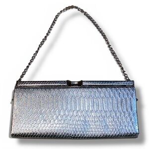 Vintage Metallic Silver Clutch | Handbag | Evening Bag